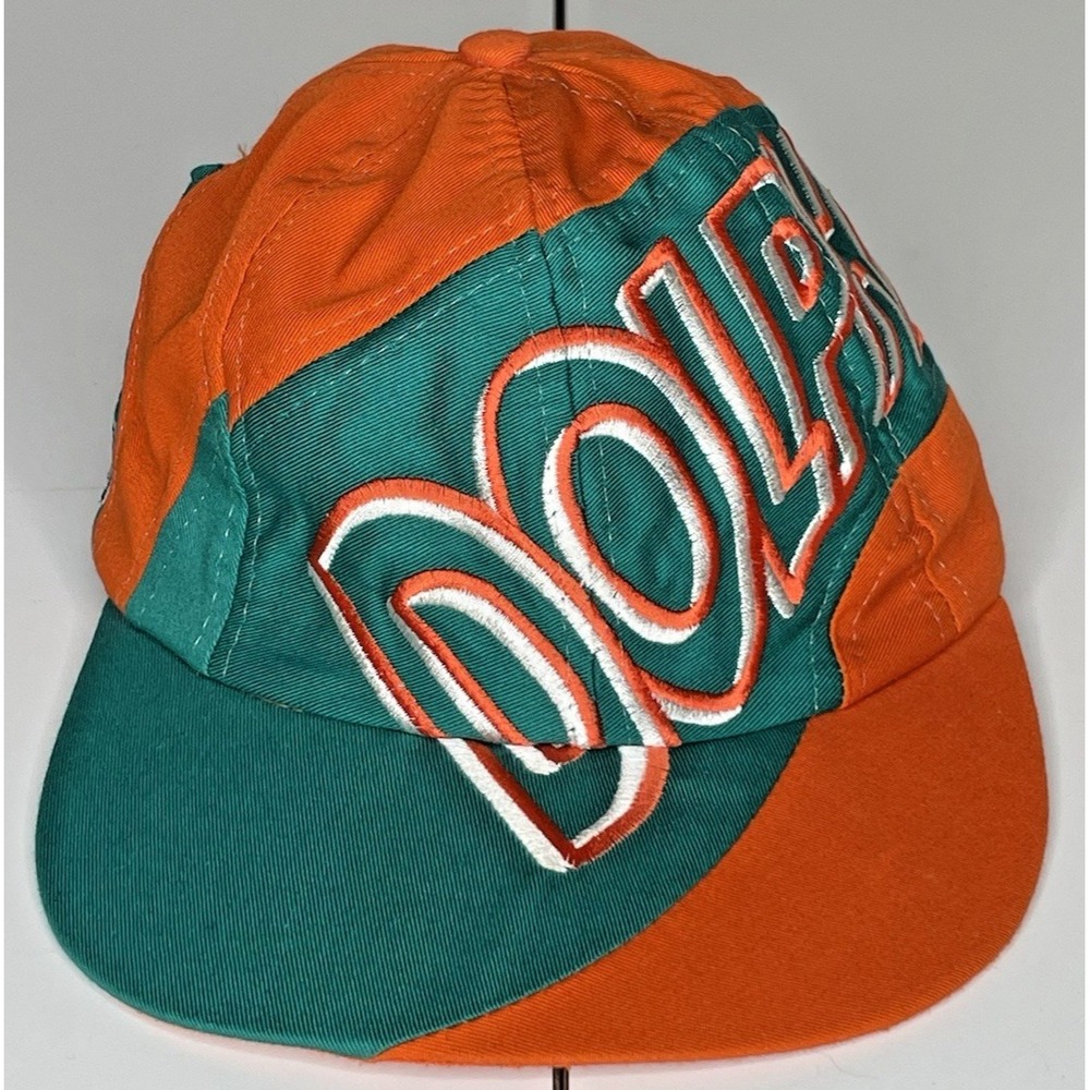 Miami Dolphins The Game Big Logo Spellout Hat Cap Teal Orange NFL VTG 90’s RARE - Picture 8 of 16